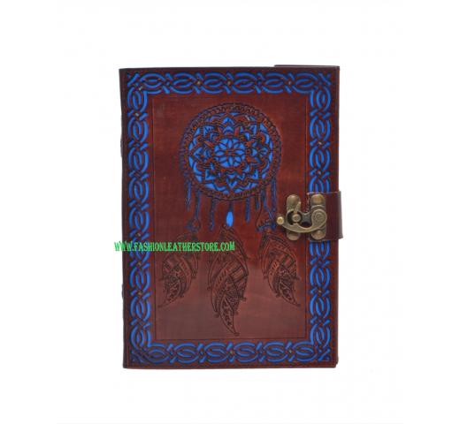 Antique New Tool Cut Work Handmade Dream Catcher Design Leather Journal Notebook 120 Pages Blank Unlined Paper Notebook & Sketchbook